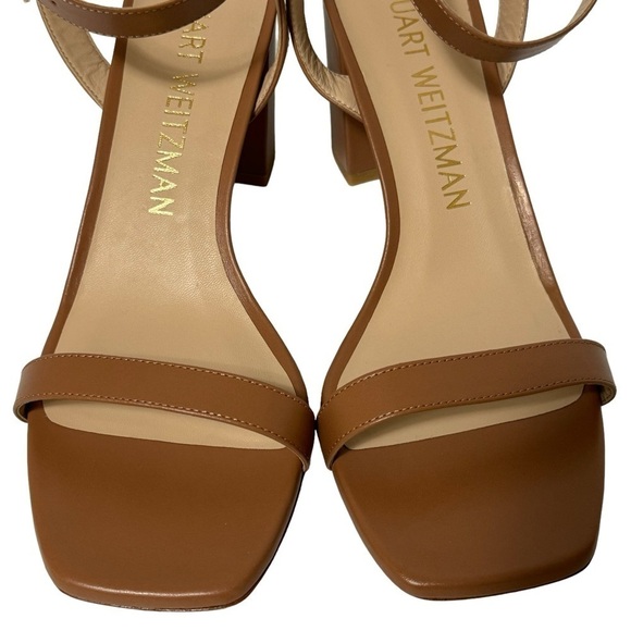 NIB Stuart Weitzman Nearlybare Tan Brown Smooth Calf Leather Sandals Size 10 - Picture 9 of 14